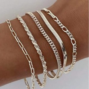 5pcs New Arrivals Fashionable Stainless Steel Water-proof Bracelets